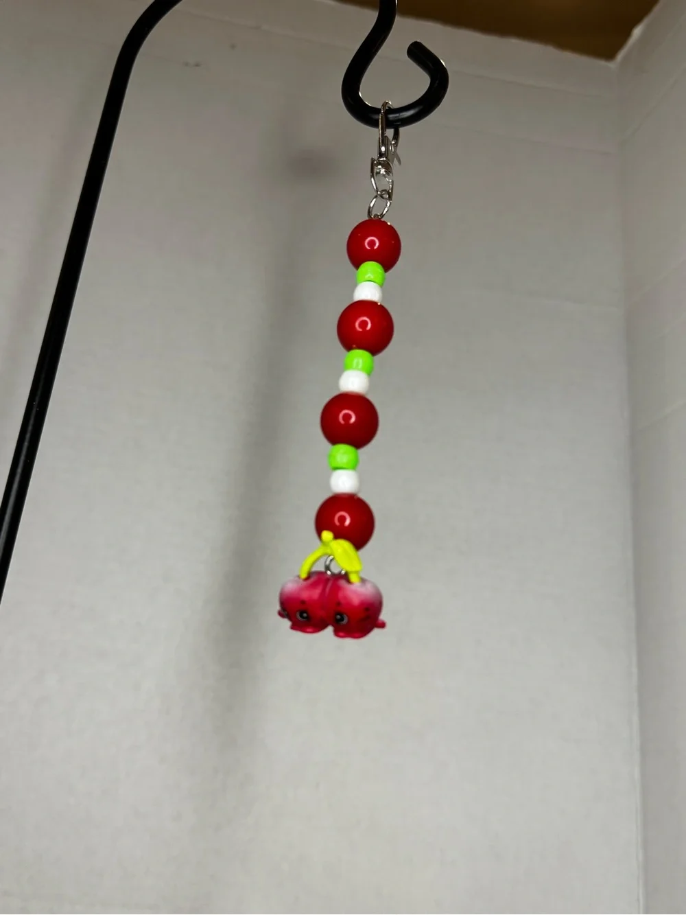 Shopkins Cherry Bead Keychain in Red, Green, White